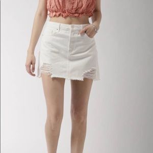 2/$30 Forever 21 Distressed Denim Mini Skirt s28 white edgy